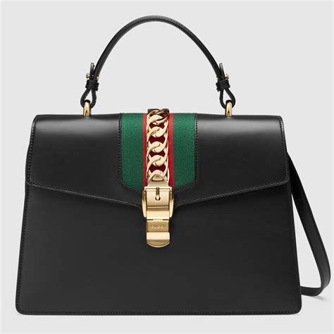 gucci sylvie leather maxi top handle bag|gucci sylvie leather shoulder bag.